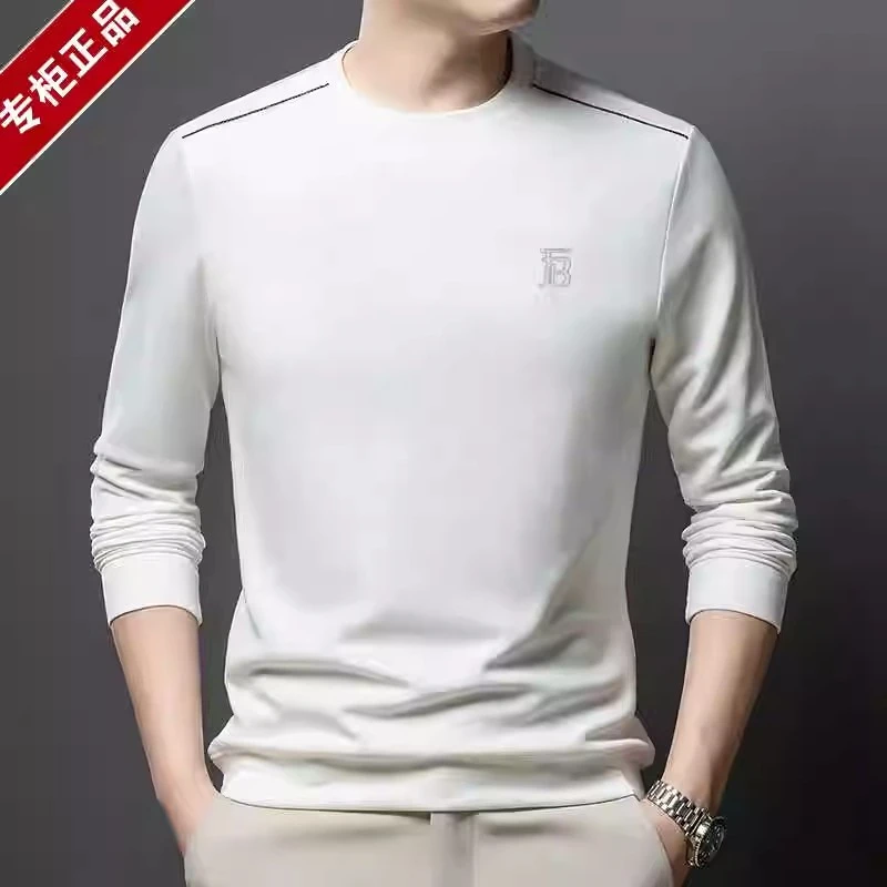 奢侈品牌男士春秋季男士长袖t恤青年时尚百搭纯色圆领套头卫衣T恤