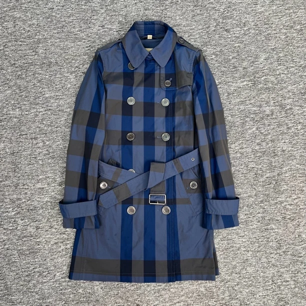 99新 BURBERRY/博柏利 经典格纹藏青风衣/34码/98新