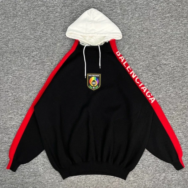 95新 Balenciaga/巴黎世家 麦穗假两件连帽毛衣/S码/95新/wk0371