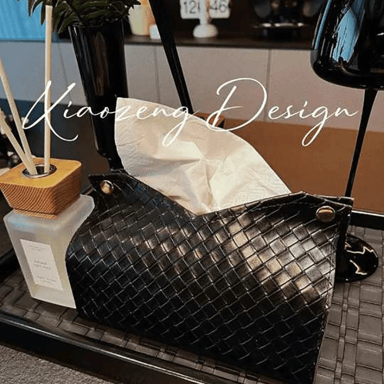 Mooshine慕上 编织皮革纸巾盒客厅高档家用餐厅皮质纸巾袋抽纸盒