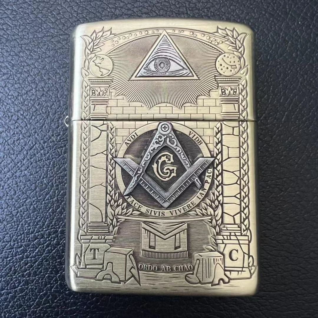 鬼王荷鲁斯之眼黄铜盔甲机四面3D立体雕刻防风煤油康斯坦丁打火机