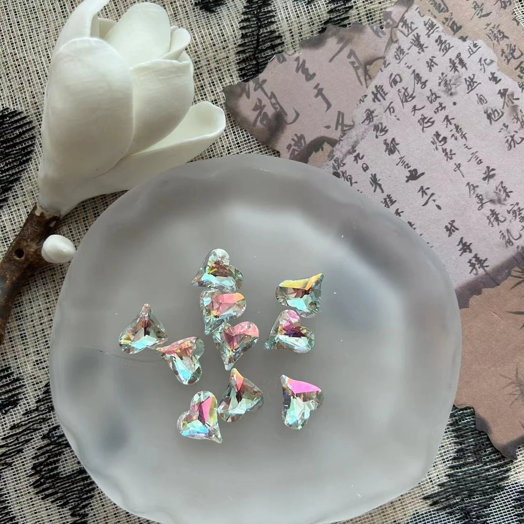 【马上制造局】12x13干邑白浮力歪心美甲饰品钻美甲钻夏天超闪浮力