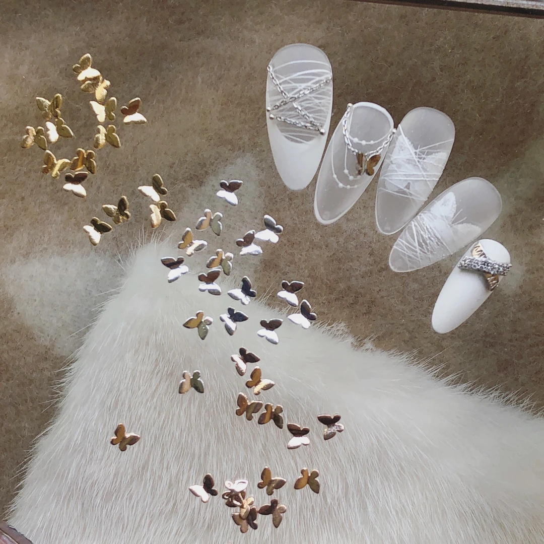 【马上制造局】美甲合金迷你金属小蝴蝶金银色指甲mini号美甲饰品