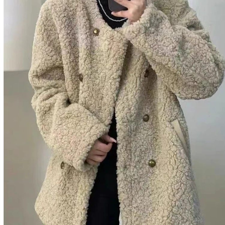 3715外套女春秋季2024新款韩版气质高级感轻奢毛毛加厚中长款上衣