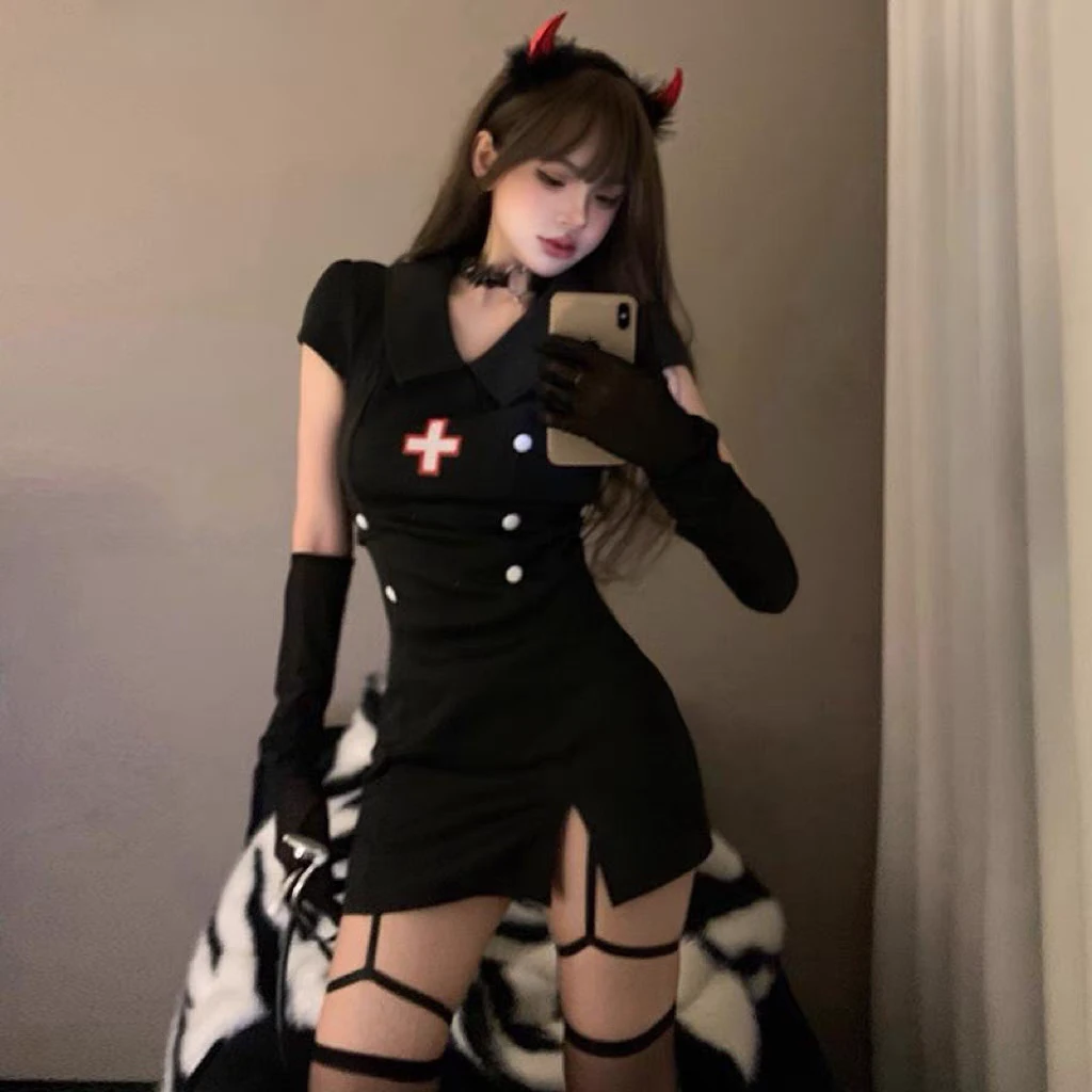 性感护士制服cosplay角色扮演纯欲风辣妹连衣短裙睡衣万圣节穿搭
