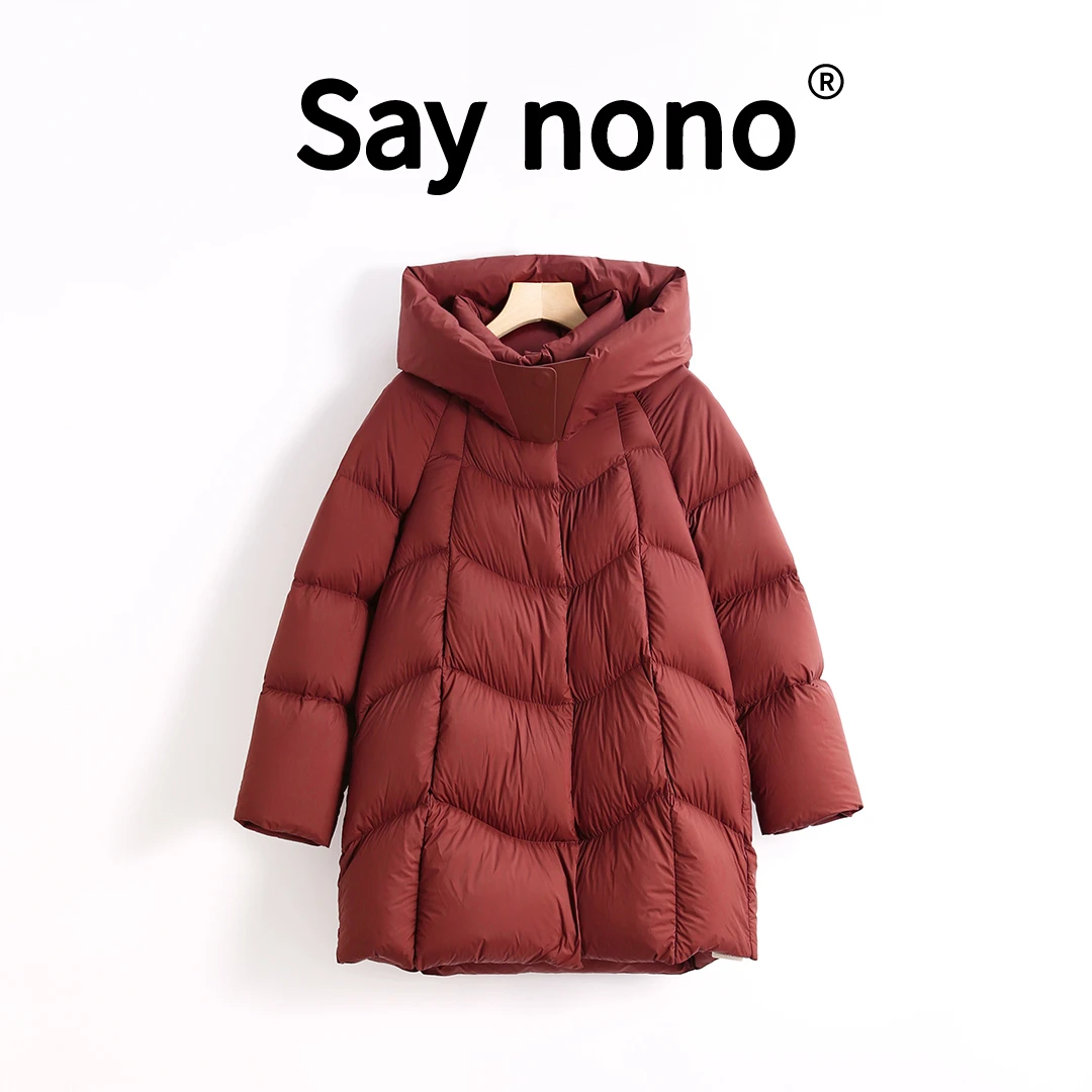 懒猫nono│Saynono 泡芙零压感磁吸穿扣蓬松中长款保暖外套 /CJ542