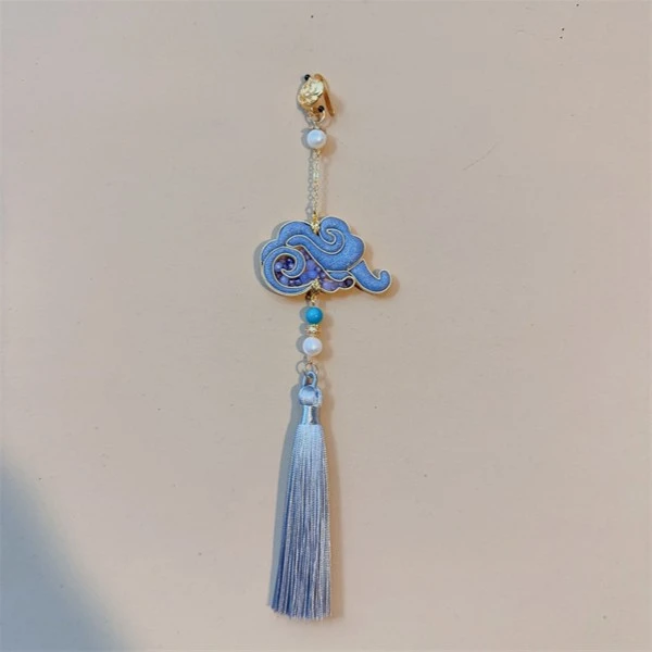 非金属布艺胸针 手工蓝色胸针盘扣国风小众饰品百搭压襟挂件 祥云