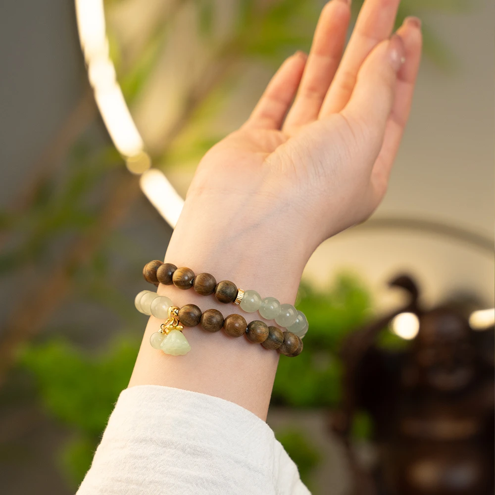 【半山烟雨】正宗阿根廷绿檀8mm双圈叠带手串可手持佛串手链