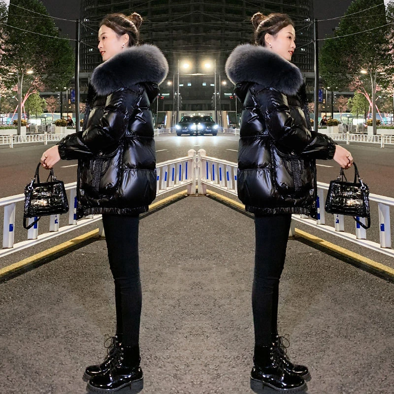 羽绒羽绒服女2023年新款短款小个子大毛领时尚高端爆款冬装免洗外