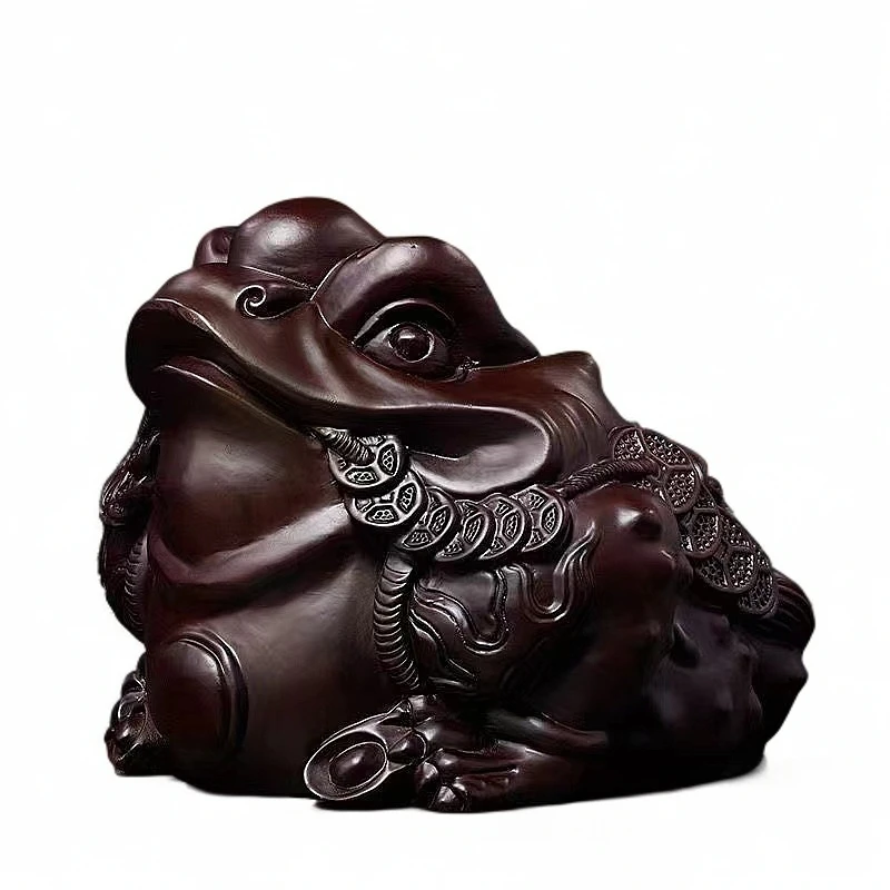 20公分黑檀金蟾木雕摆件