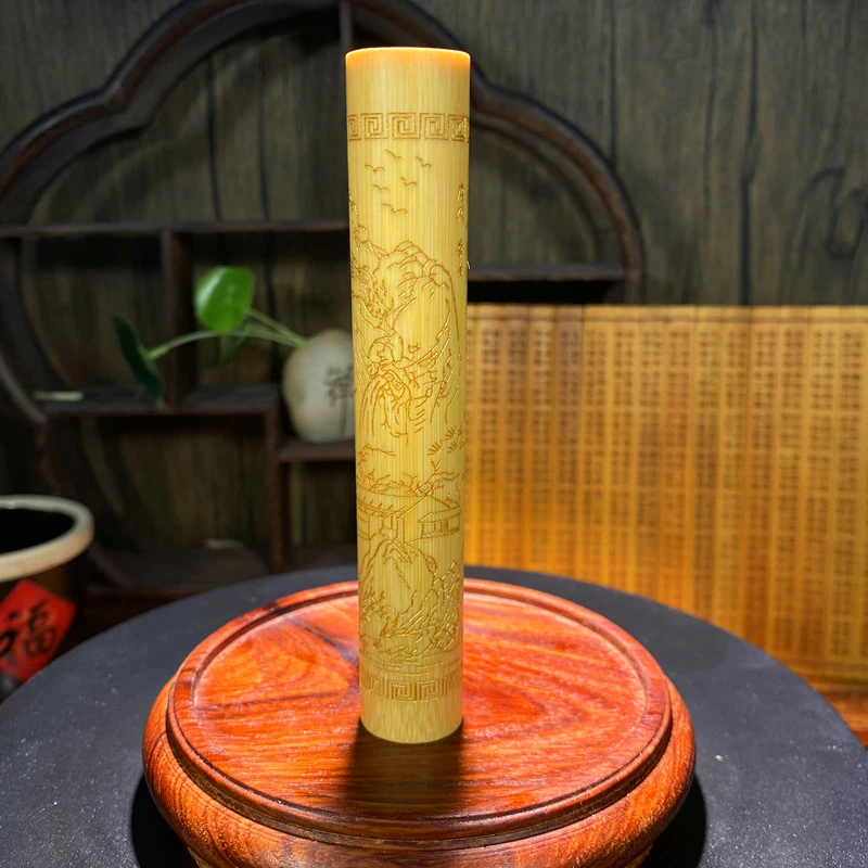 【竹玉堂】正正圆鎏金山水-黄皮精选水晶果冻料12公分2.0大直径