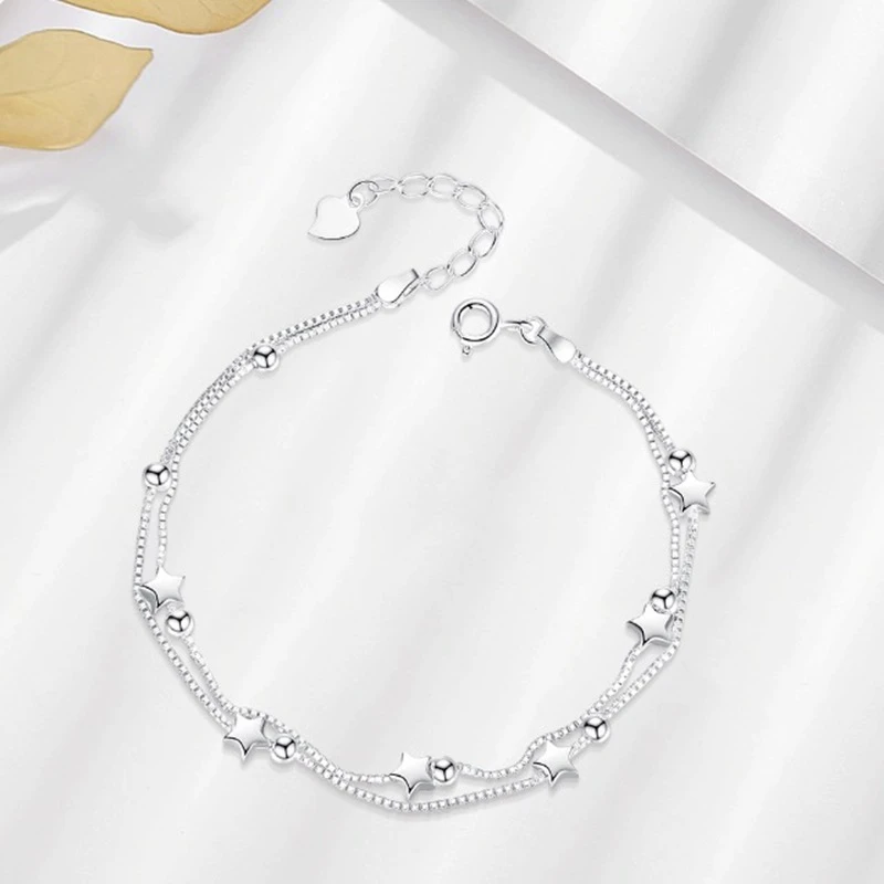 925银手链 s925纯银小星星双层手链女轻奢小众时尚简约ins手链