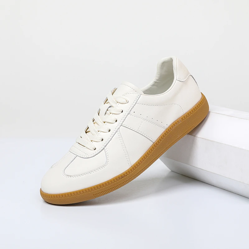 2025新款春秋真皮德训鞋男款休闲运动鞋时尚百搭牛皮小白鞋男士