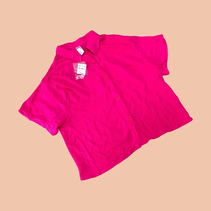 Cube搭肩袖立体面料玫红宽松儿童女童衬衣