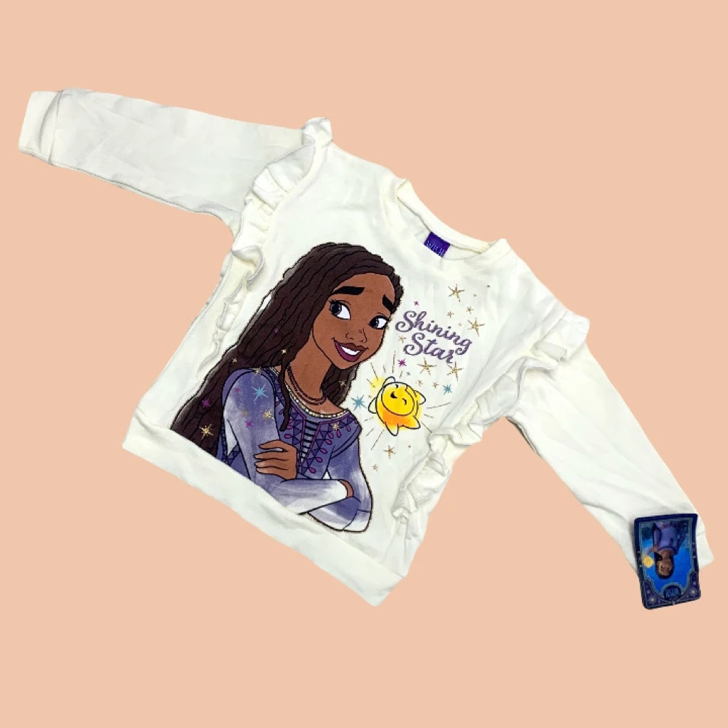 【瑕疵品】迪星愿周边限定白色花边袖女童加绒卫衣