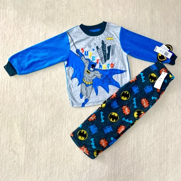 灰蓝蝙蝠侠儿童薄绒家居服套装