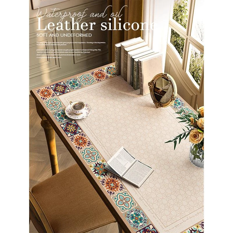 美式轻奢写字台桌布高级感电脑台面保护膜防油防水可擦免洗书桌垫