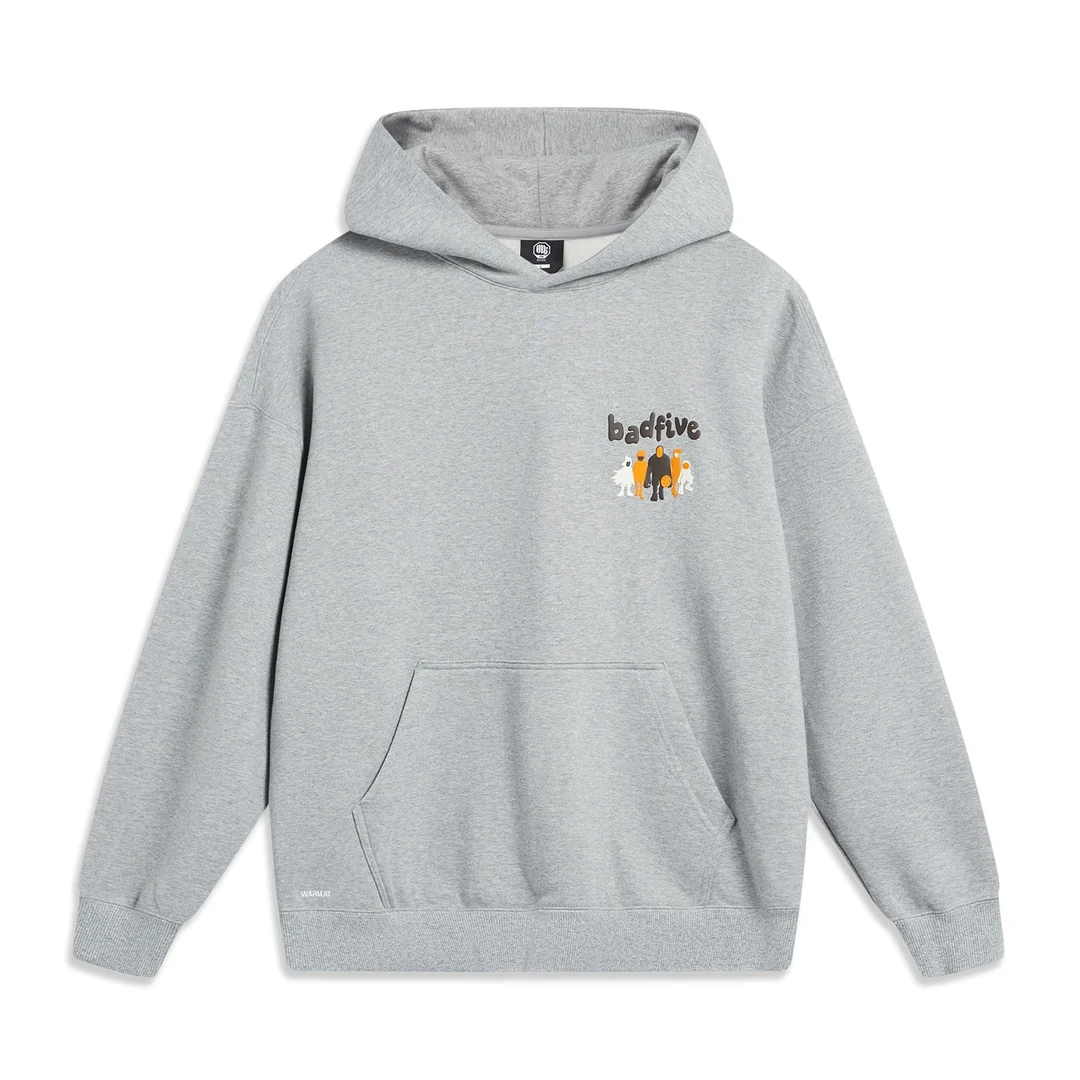 李宁加绒卫衣 冬款反伍系列时尚套头连帽针织保暖卫衣AWDT879