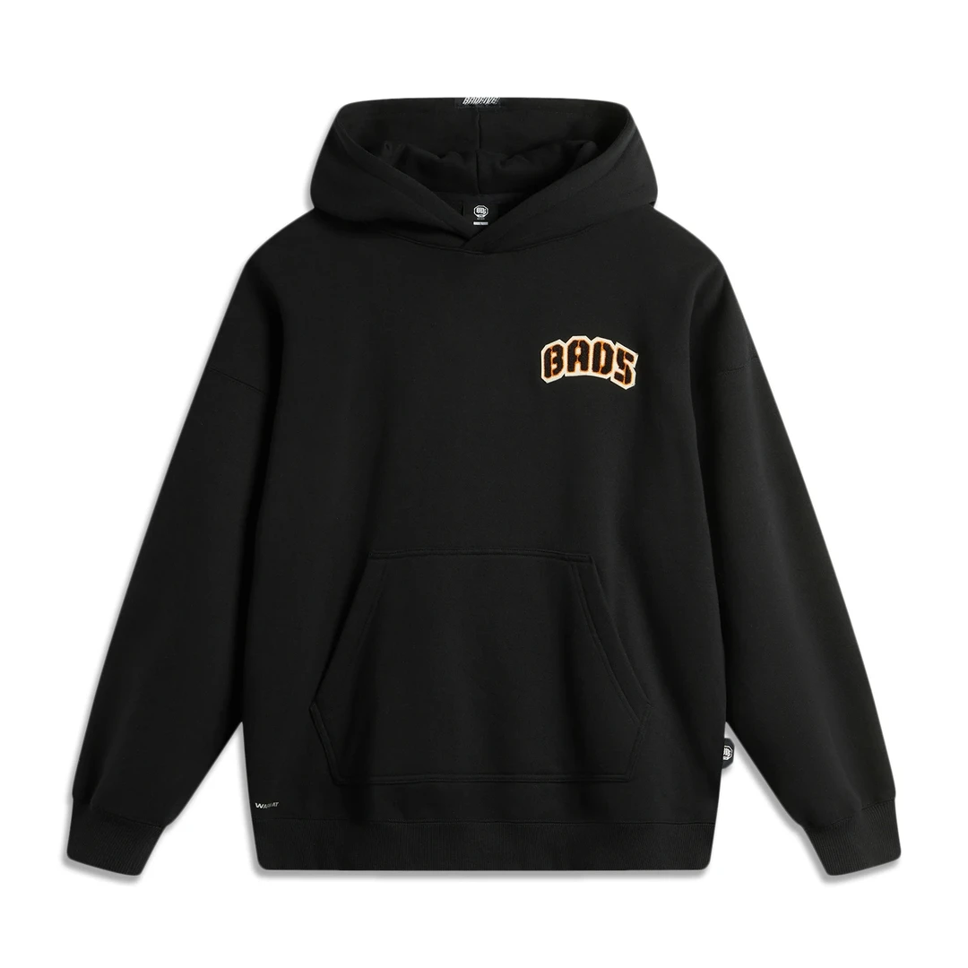 李宁卫衣 2024冬季新款反伍男子加绒保暖宽松套头连帽上衣AWDU503