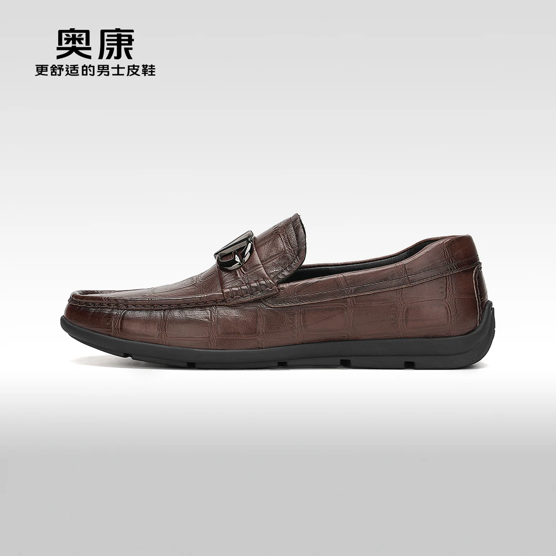 男鞋春秋季新款低帮商务休闲乐福鞋真皮软底