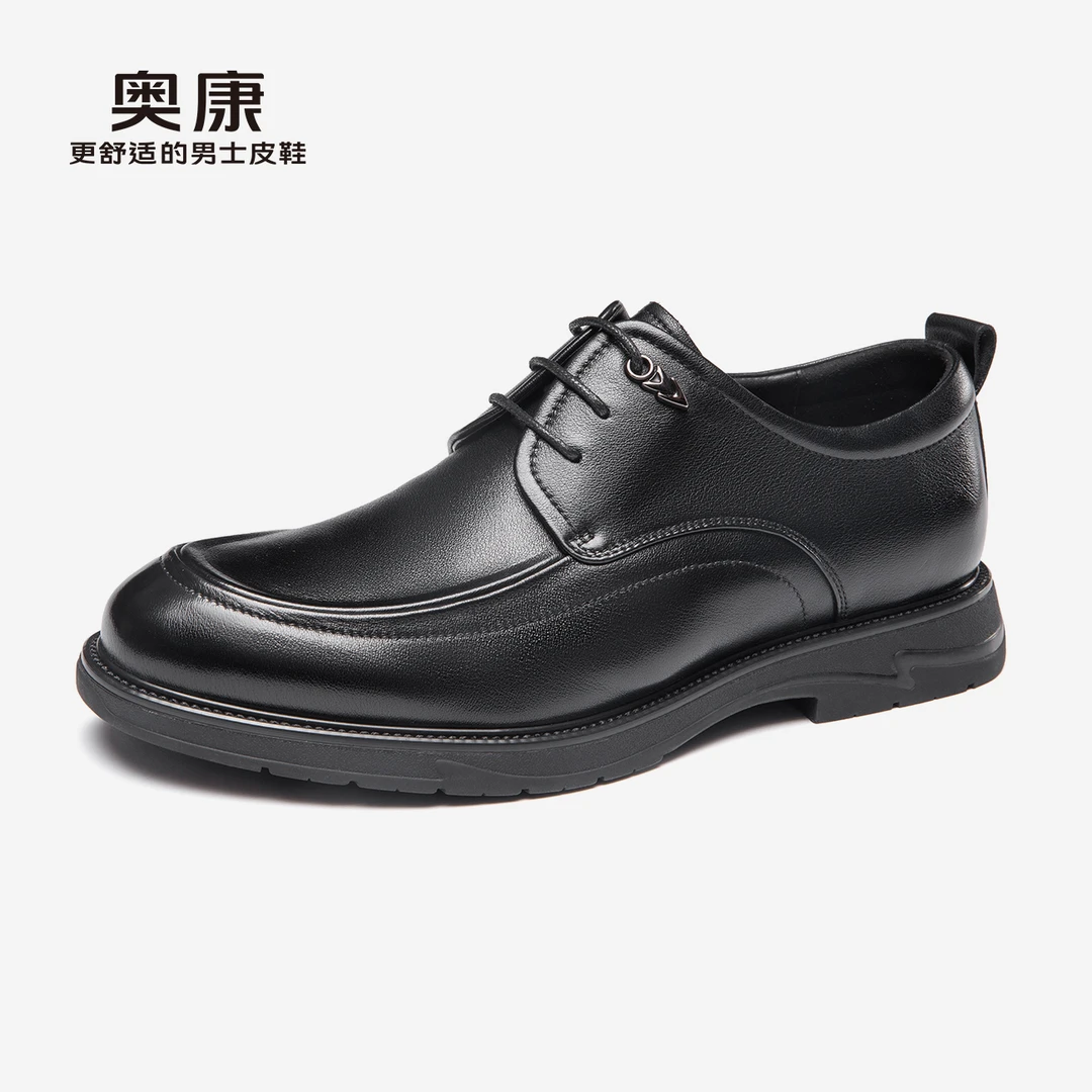奥康男鞋春秋款系带商务正装真皮男士德比鞋宽头舒适皮鞋时尚休闲
