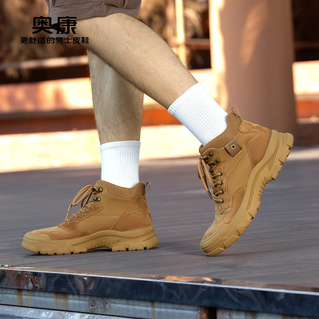 工装短靴男秋季新款潮流高帮鞋舒适百搭户外休闲工装靴