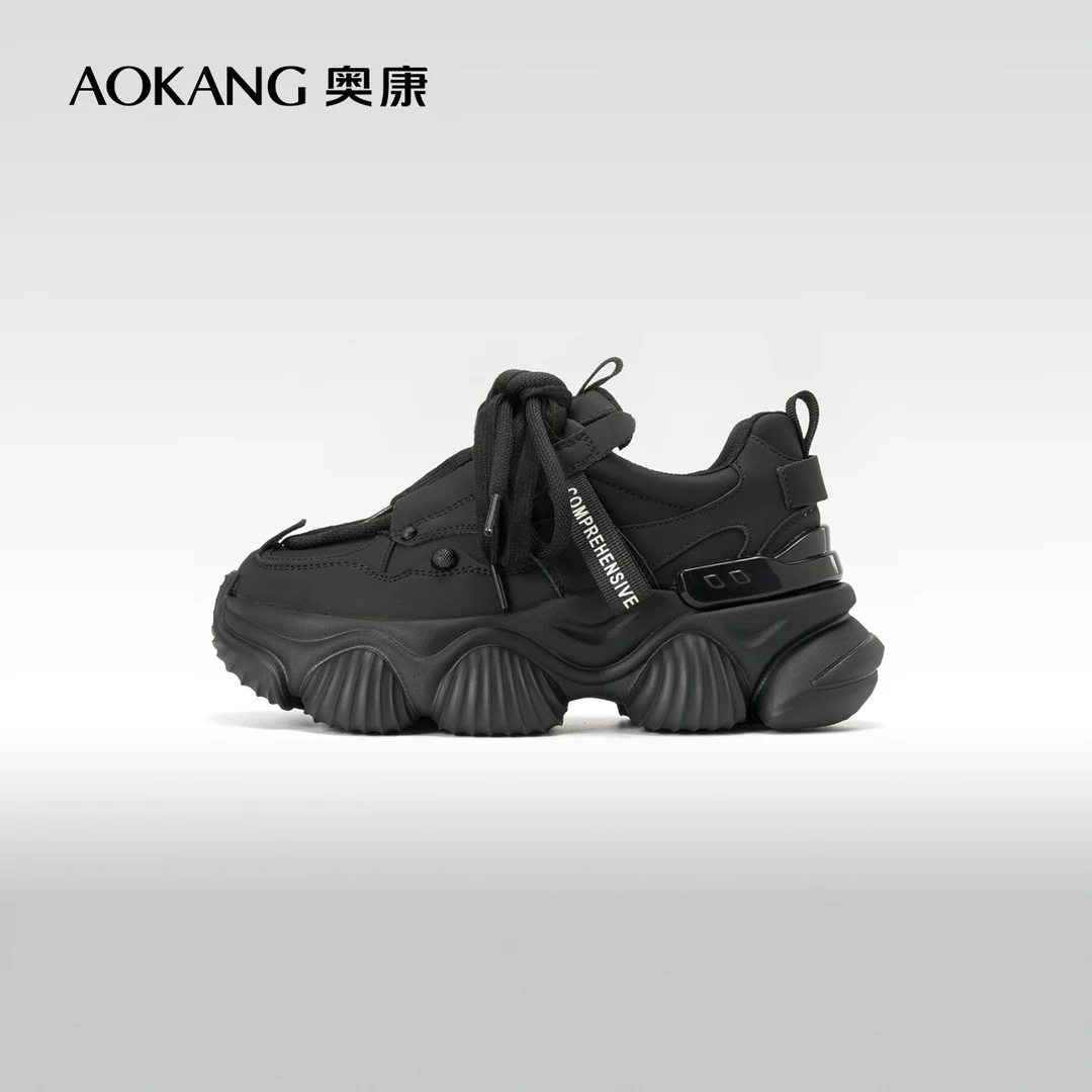 Aokang/奥康女鞋秋季新款松糕底增高老爹鞋运动休闲舒适街头