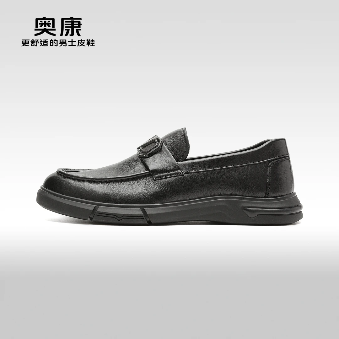 「新品」奥康男鞋秋季新款低帮商务休闲舒适一脚蹬皮鞋百搭时尚