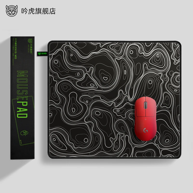 yinhu/吟虎电脑个性ai乱纹鼠标垫黑色创意复古防滑电竞鼠标垫锁边