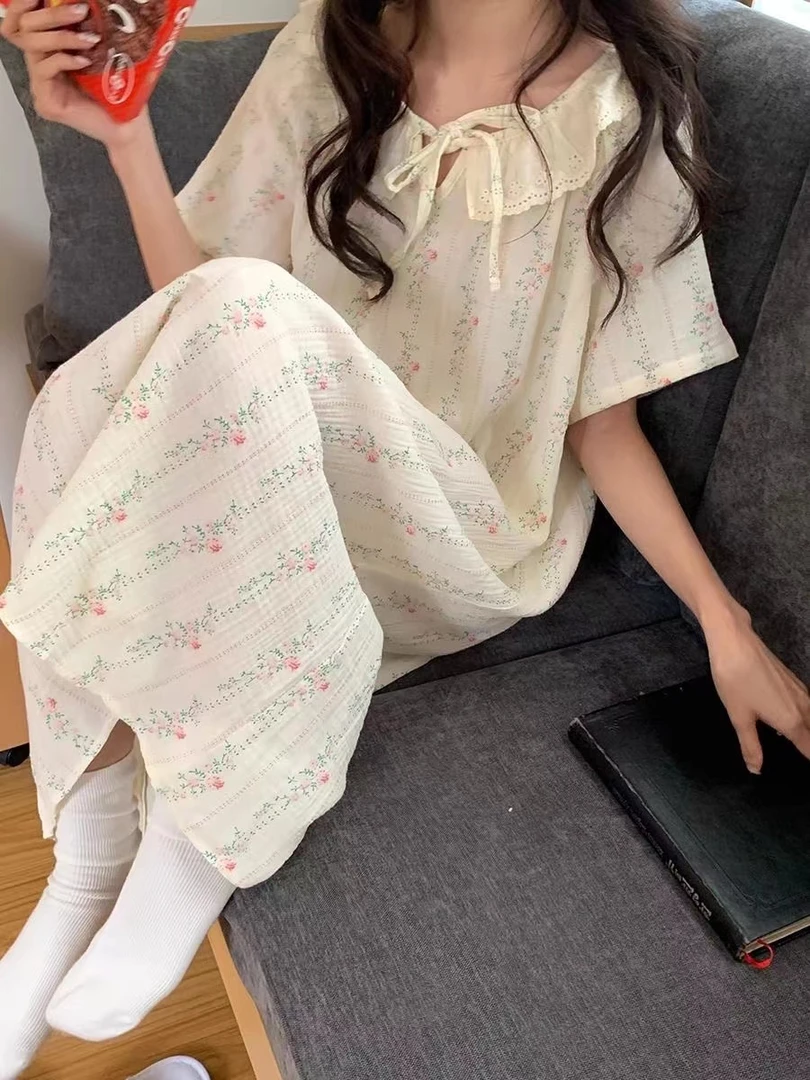 【睡裙合集】纯棉吸汗套装女家居服双层全棉婴儿软棉纱