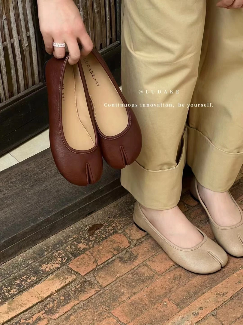 鞋女鞋分趾平底猪蹄鞋百搭软底浅口圆头2024新款爆款软底软面百搭