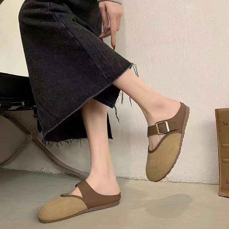 鞋女鞋半托外穿2024新款爆款网红款时尚韩版平底软底防滑包头拖鞋