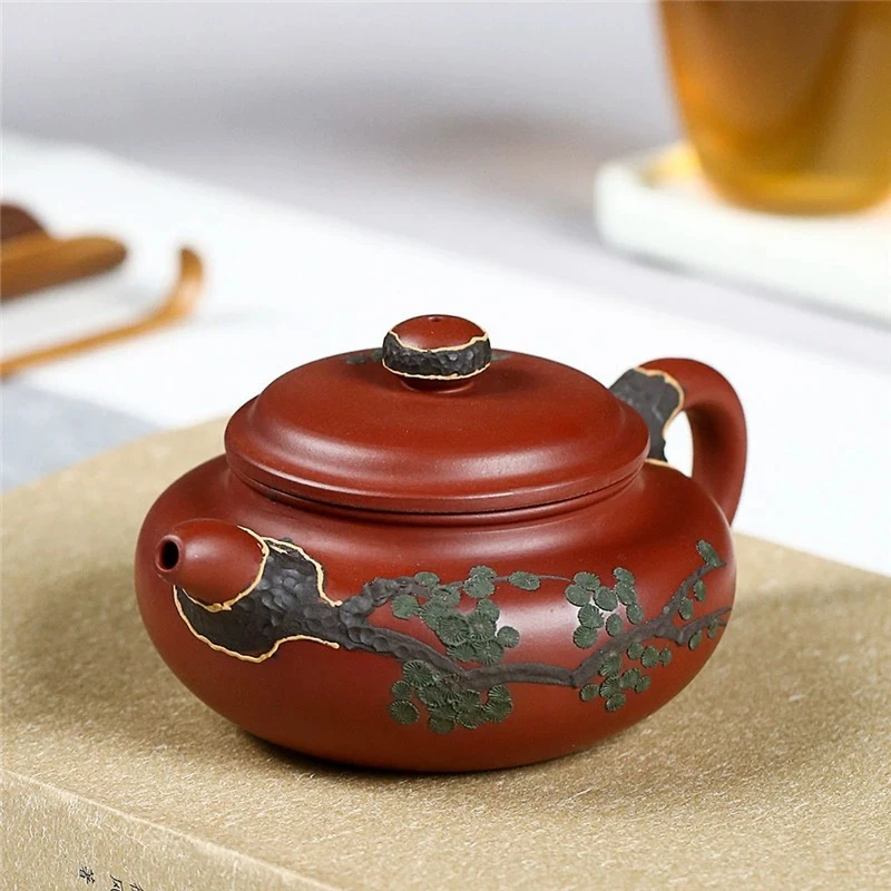 宜兴紫砂壶手工茶壶珍藏大红袍松韵仿古功夫茶壶茶具家用泡茶壶