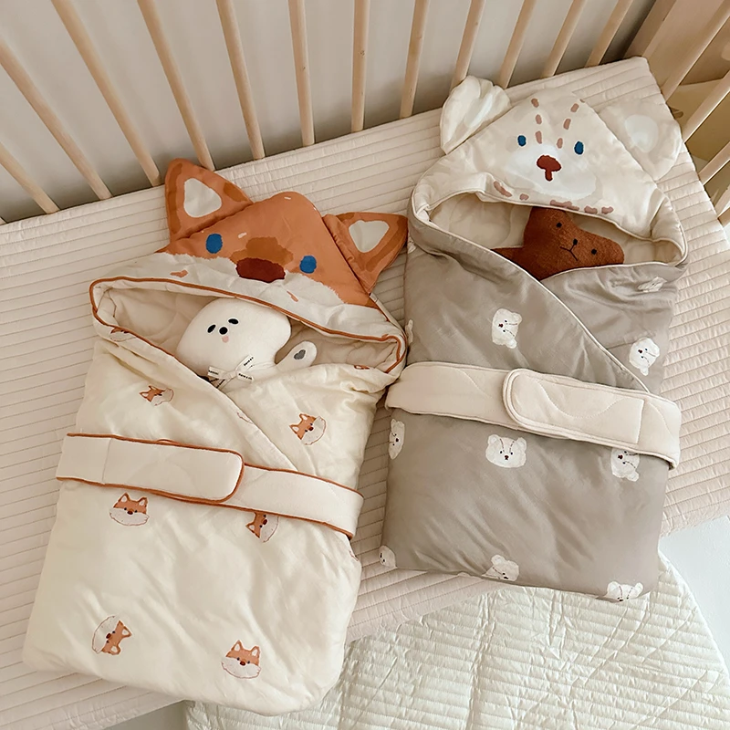 0一3个月包被初生婴儿秋冬包针织棉新生儿待产包外出抱被包裹睡袋