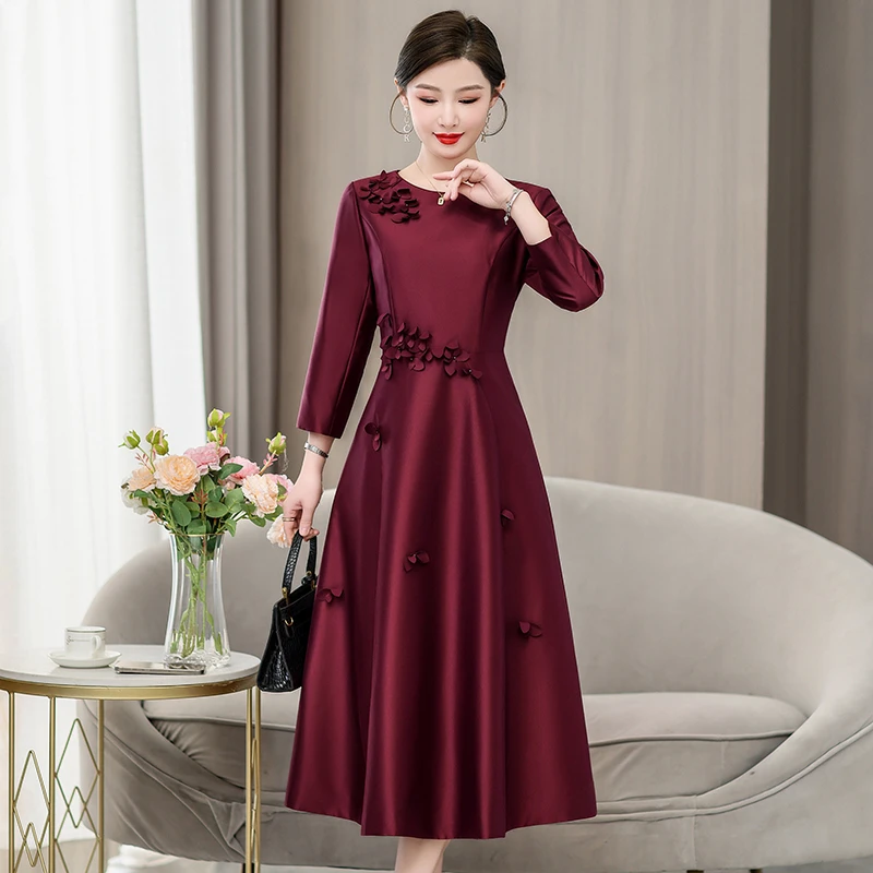 喜婆婆婚宴2025春夏款高贵洋气年轻妈妈装婚宴礼服连衣裙平时可穿