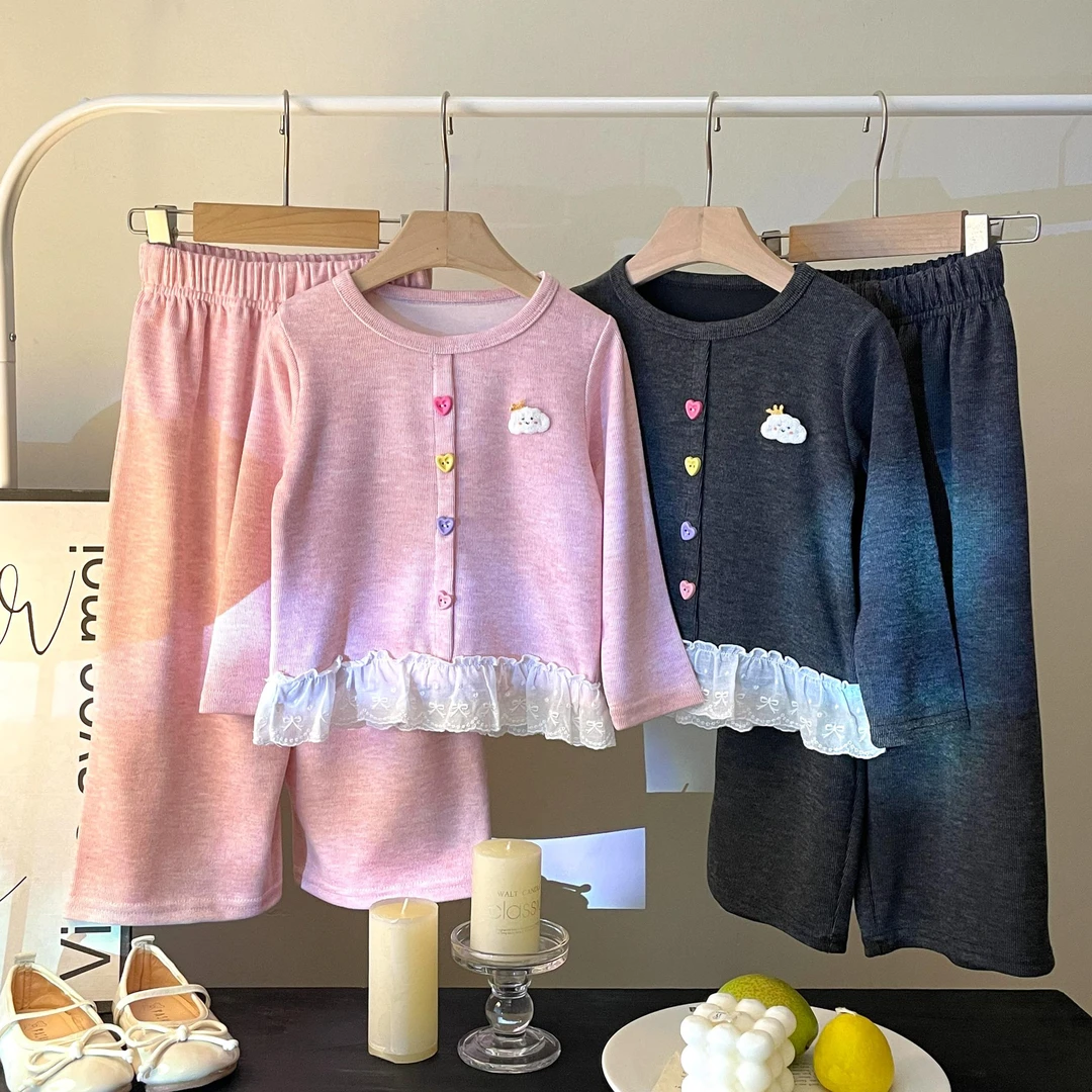 【必抢福利！手慢无！】新款春季时髦女童套装蕾丝儿童糯米绒子洋气