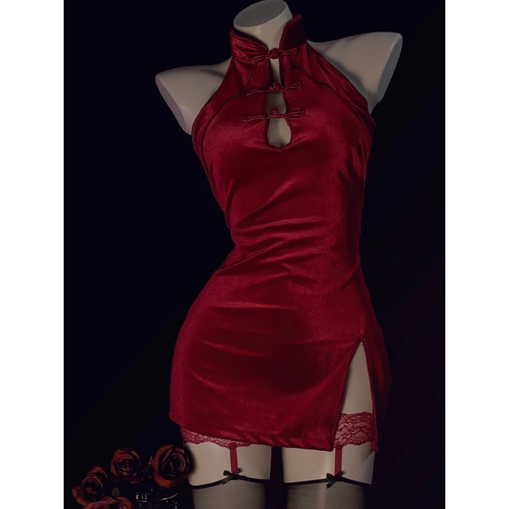 性感复古旗袍包臀裙显瘦气质修身旗袍套装高领古典连衣裙新中式