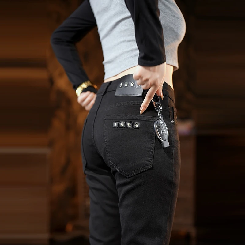 接潮秋冬黑色男士牛仔裤2024百搭修身弹力直筒男款潮流加绒长裤