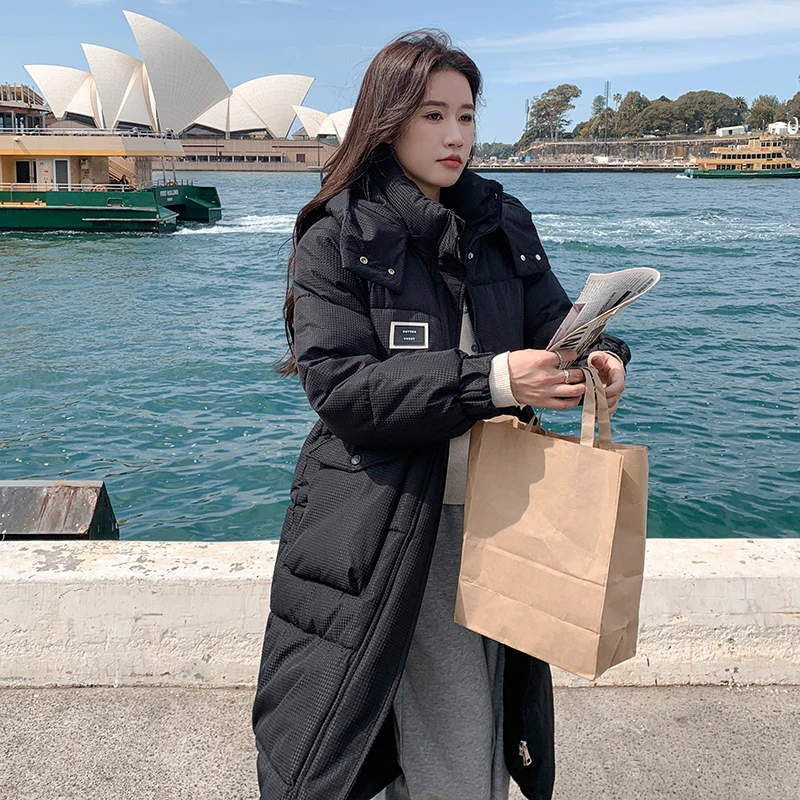 2024年新款冬装中戏网红棉袄韩版棉服女宽松加厚过膝长款棉衣外套