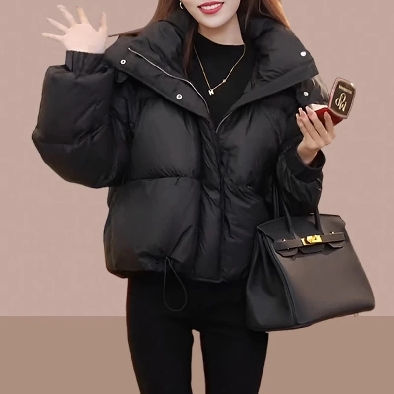 5228年秋冬季新款穿搭设计感棉服女款洋气连帽小个子短款加厚外套