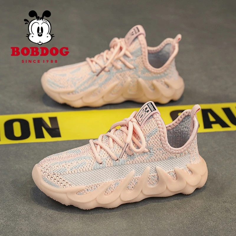 Bobdog/巴布豆夏季新款休闲透气男童运动鞋百搭飞织潮鞋女童鞋子