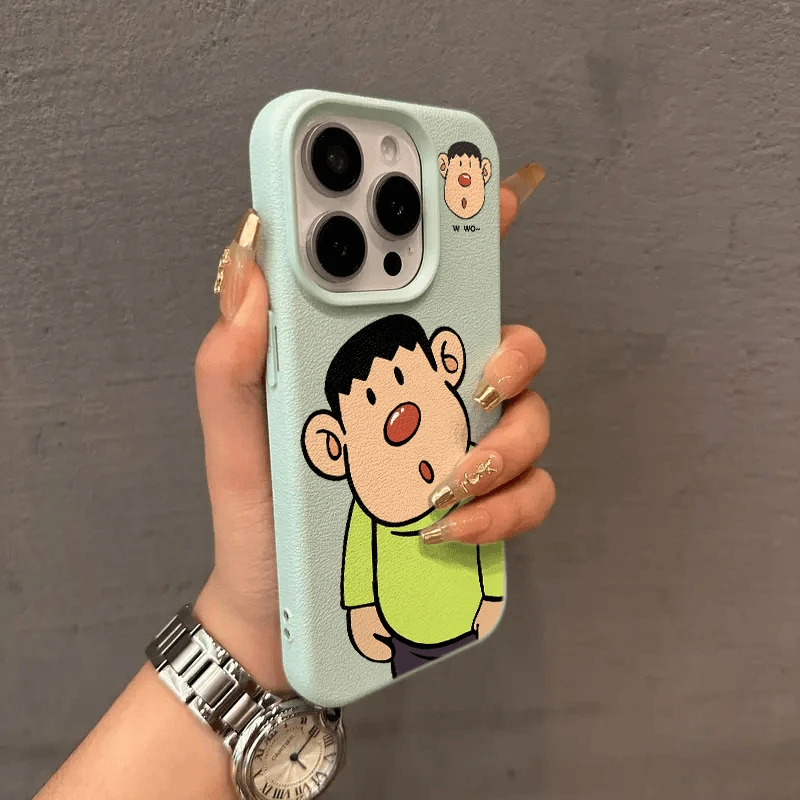 呆萌胖虎适用苹果16手机壳iPhone15promax/13/12创意荔枝纹14pro