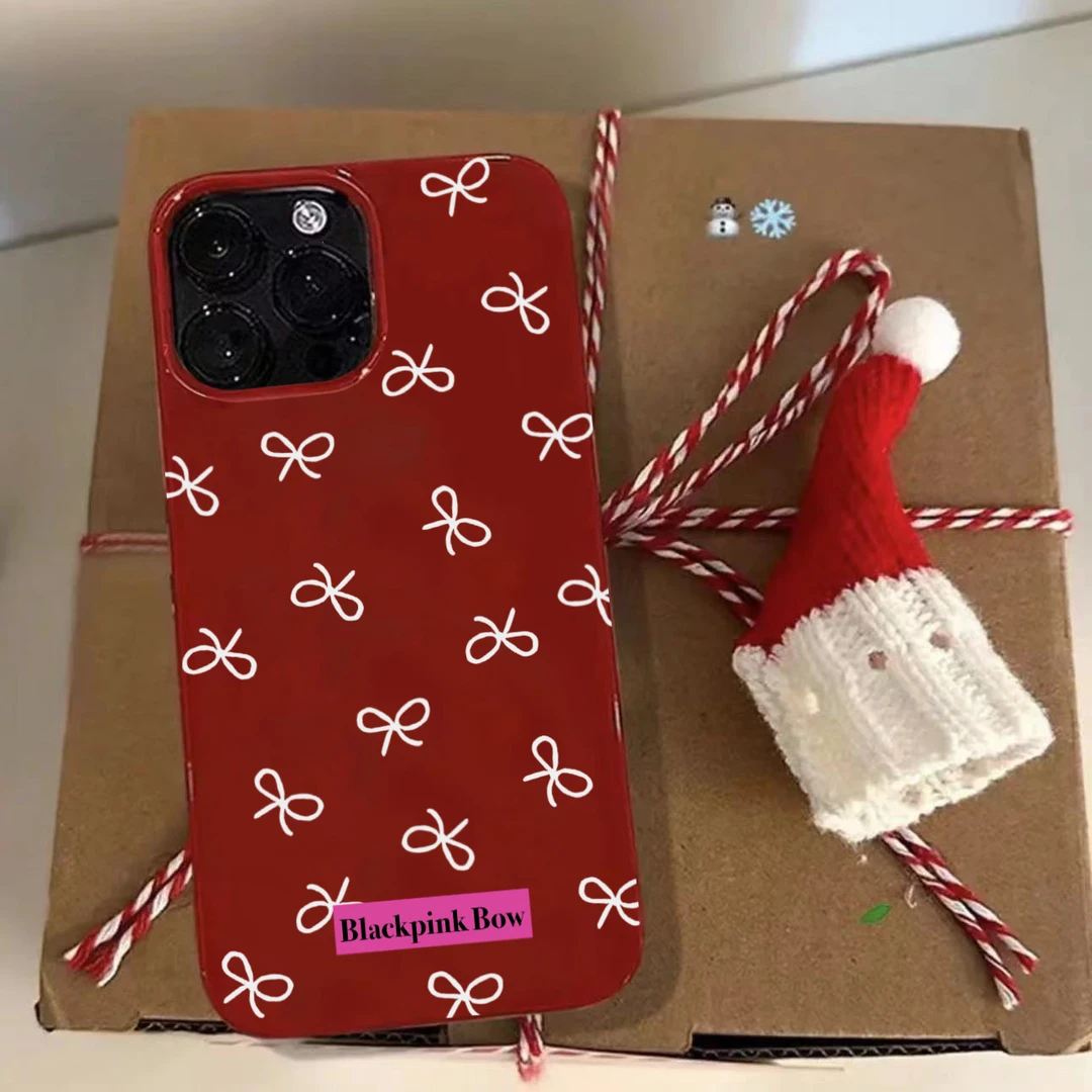新年满屏蝴蝶结适用苹果15手机壳iphone16/14promax大孔亮面13/12