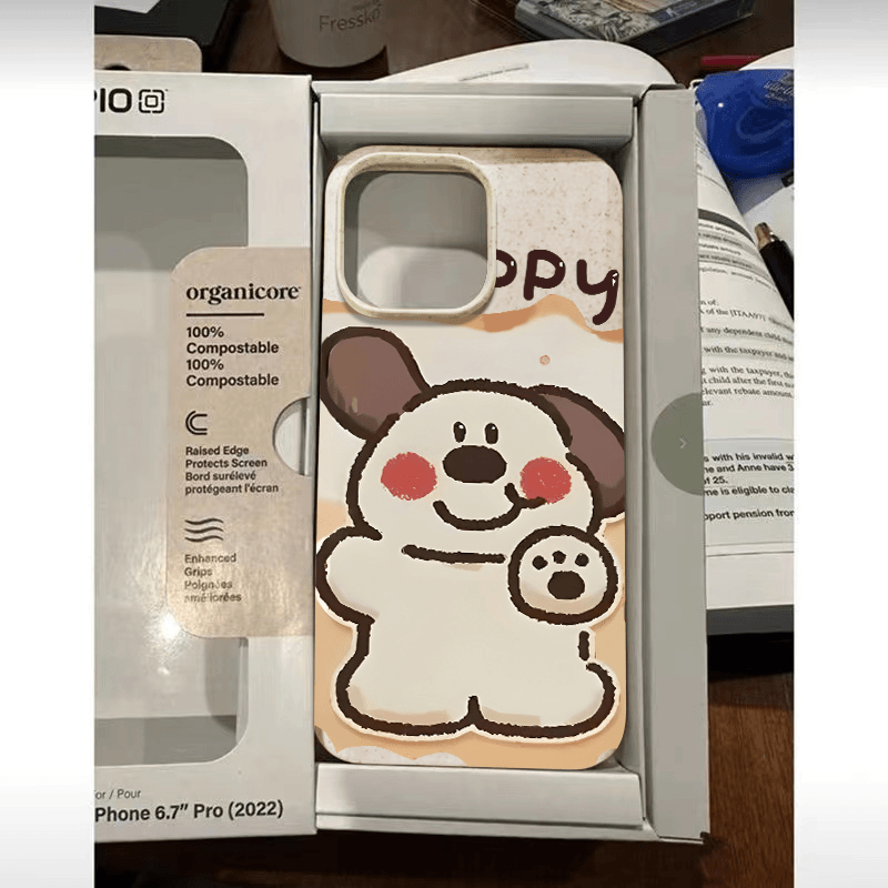 PUPPY大狗苹果15/14/13小麦壳简约可爱肤感个性软胶11/xs/xr软壳