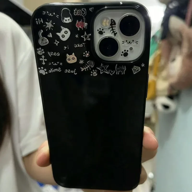 ins风适用立体涂鸦创意iPhone15手机壳苹果11/12/13/14全包式耐脏