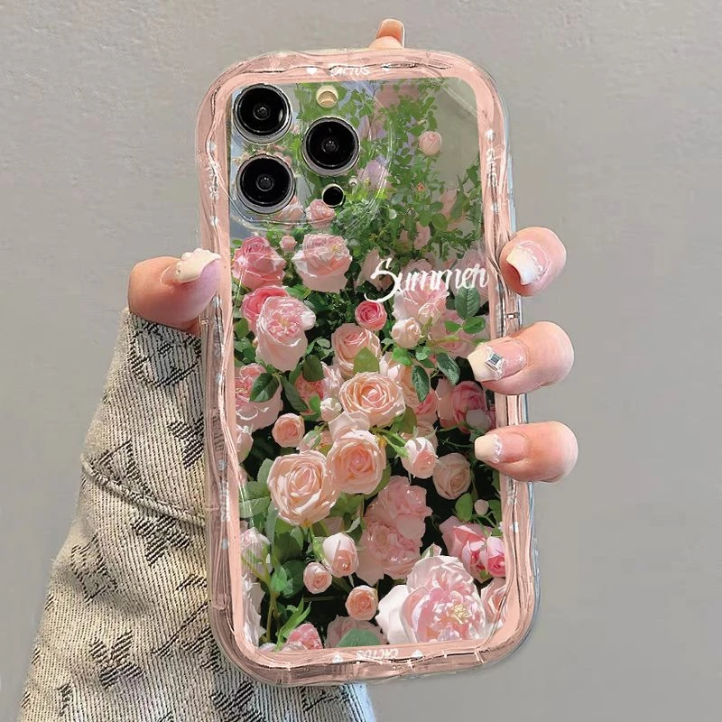 曲边玫瑰花海适用iPhone15/14promax手机壳11苹果13/12软xs套xr