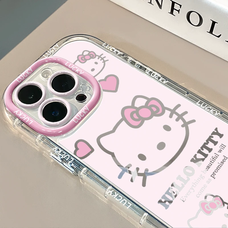 粉底kt猫适用于苹果15promax手机壳14/12女iPhonexs硅胶x透明创意