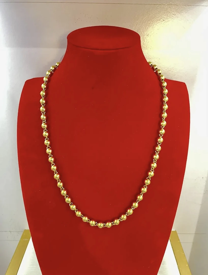 合金项链 {抖音好物}时尚百搭气质光珠8N金色圆珠项链链子饰品