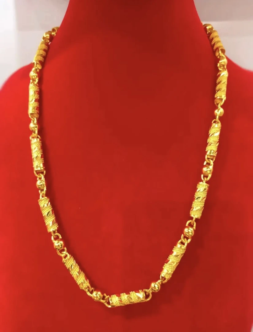 合金项链 {抖音好物}潮流时尚首饰秋冬款金色圆柱项链链子饰品