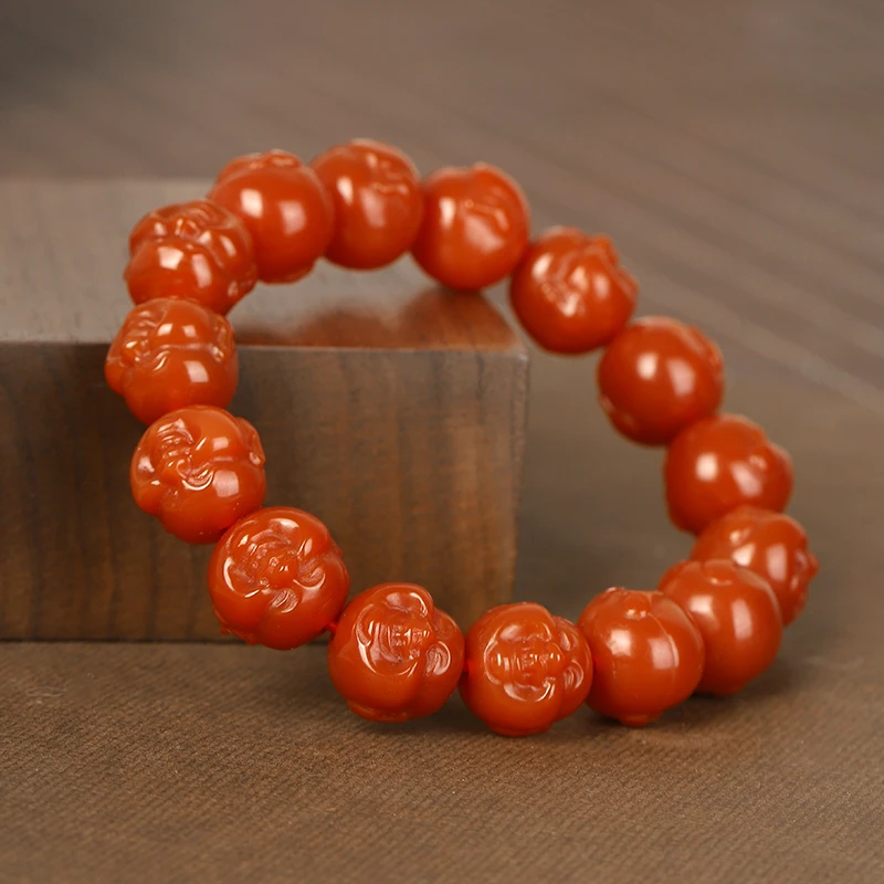 南红玛瑙佛头卡12＋手串  拍一发一多样性发货 红色 单圈 精美